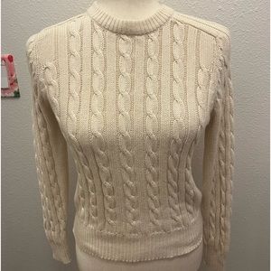 Vintage cream colored Nordstrom “point of view” cable knit sweater size small